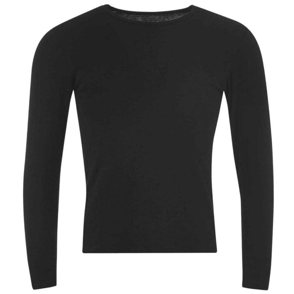 Lonsdale Mens Plain Crew Neck Long-Sleeved T-Shirt / Black